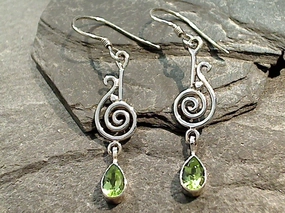 Peridot, Sterling Silver Earrings Vintage-Inspired Adornment