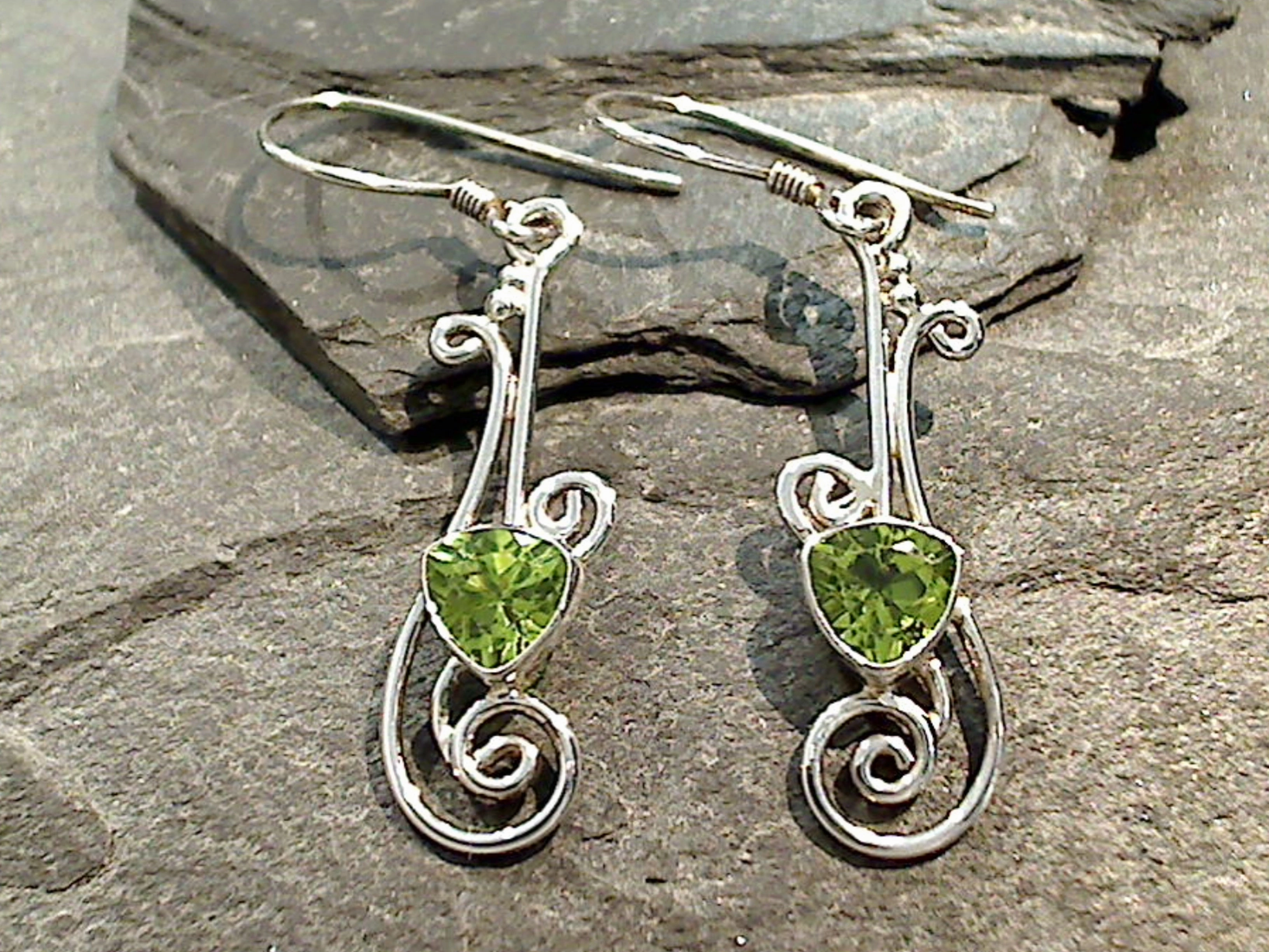 Ornate Essential Stunning Option Peridot, Sterling Silver Earrings