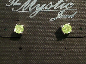 Rectangular Decoration Statement Jewelry Peridot, Sterling Silver Small 4MM Stud Earrings
