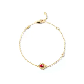 Second-To-None Profound Effect Bremer Jewelry Station Ruby Gemstone Bracelet in 18K Yellow Gold (0.41ctw)