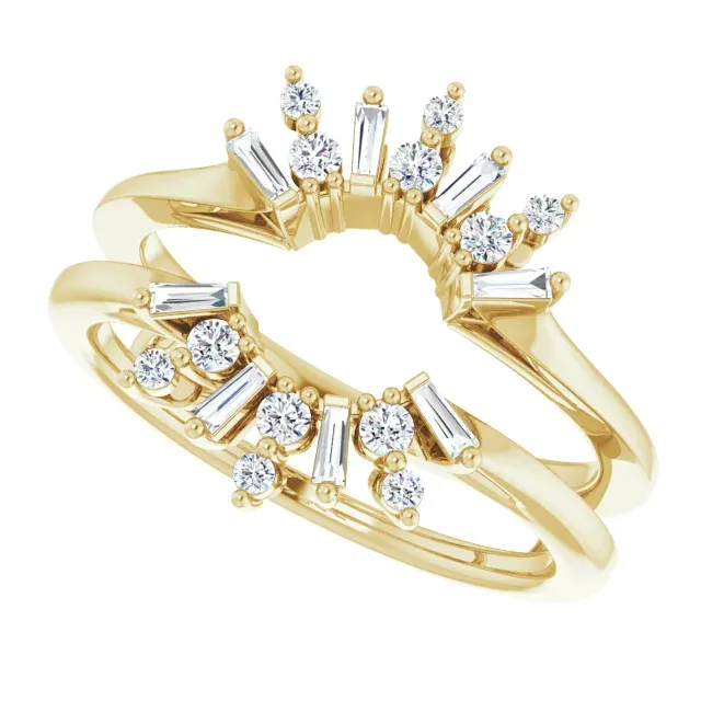 Classic Appearance 14K Yellow 1/3 CTW Diamond Art Deco Baguette Ring Guard