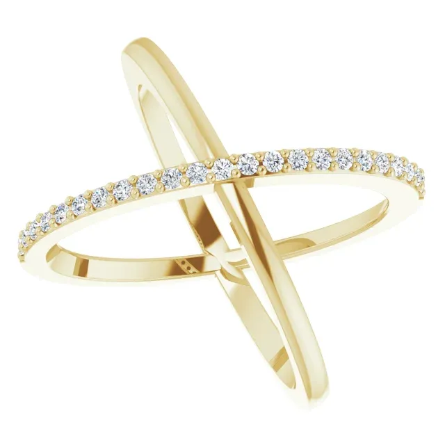 Party fashion 14K Yellow 1/4 CTW Diamond Criss Cross Diamond Ring