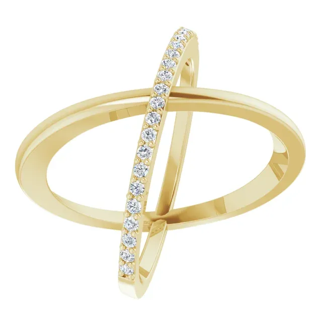 14K Yellow 1/4 CTW Diamond Criss Cross Diamond Ring Timeless Design Excellent Expression