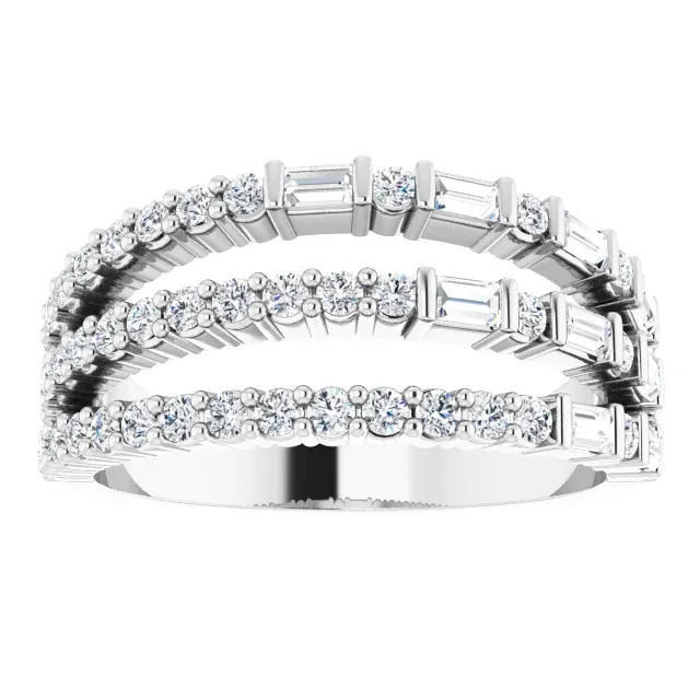 14K White 7/8 CTW Diamond Stacked Ring Quartz Mechanism Sturdy Ornament