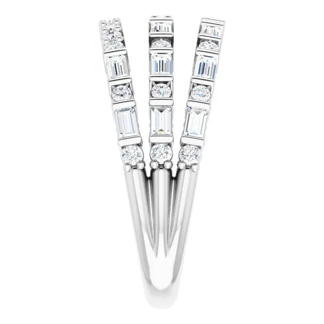 14K White 7/8 CTW Diamond Stacked Ring Beauty Accessory Special Function