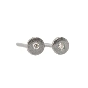 Special Occasion Gift Radiant Design Petite Silver   Diamond Studs -  Oxidized Silver   VS Diamond