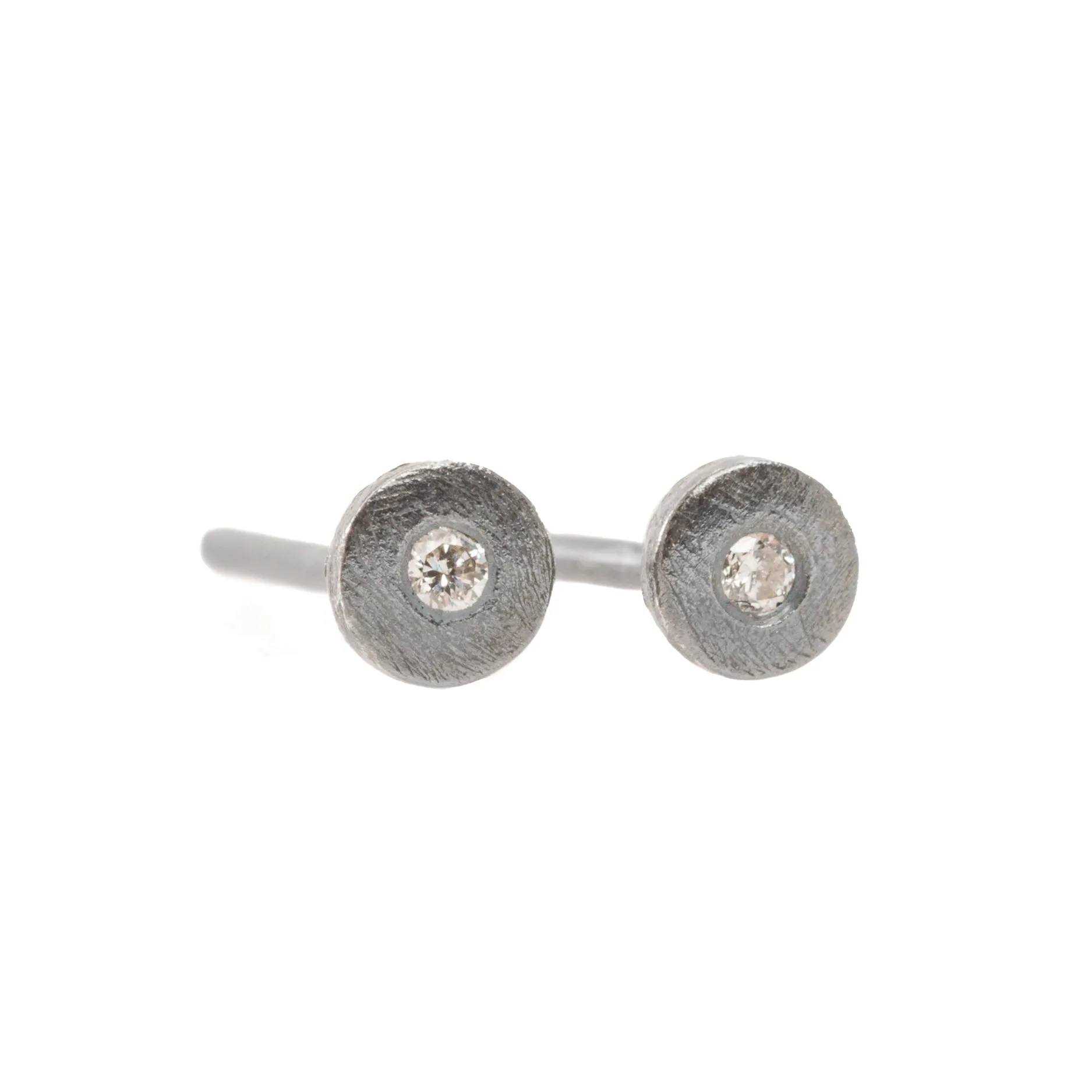 Special Occasion Gift Radiant Design Petite Silver   Diamond Studs -  Oxidized Silver   VS Diamond
