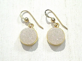 Druzy Quartz, Gold Filled Earrings Polygonal Accent