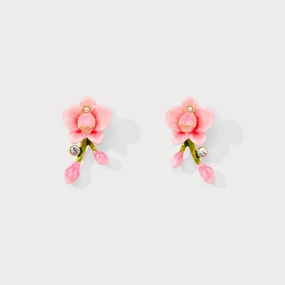 Pink Orchid Earrings Sparkling Creation Petite Accent