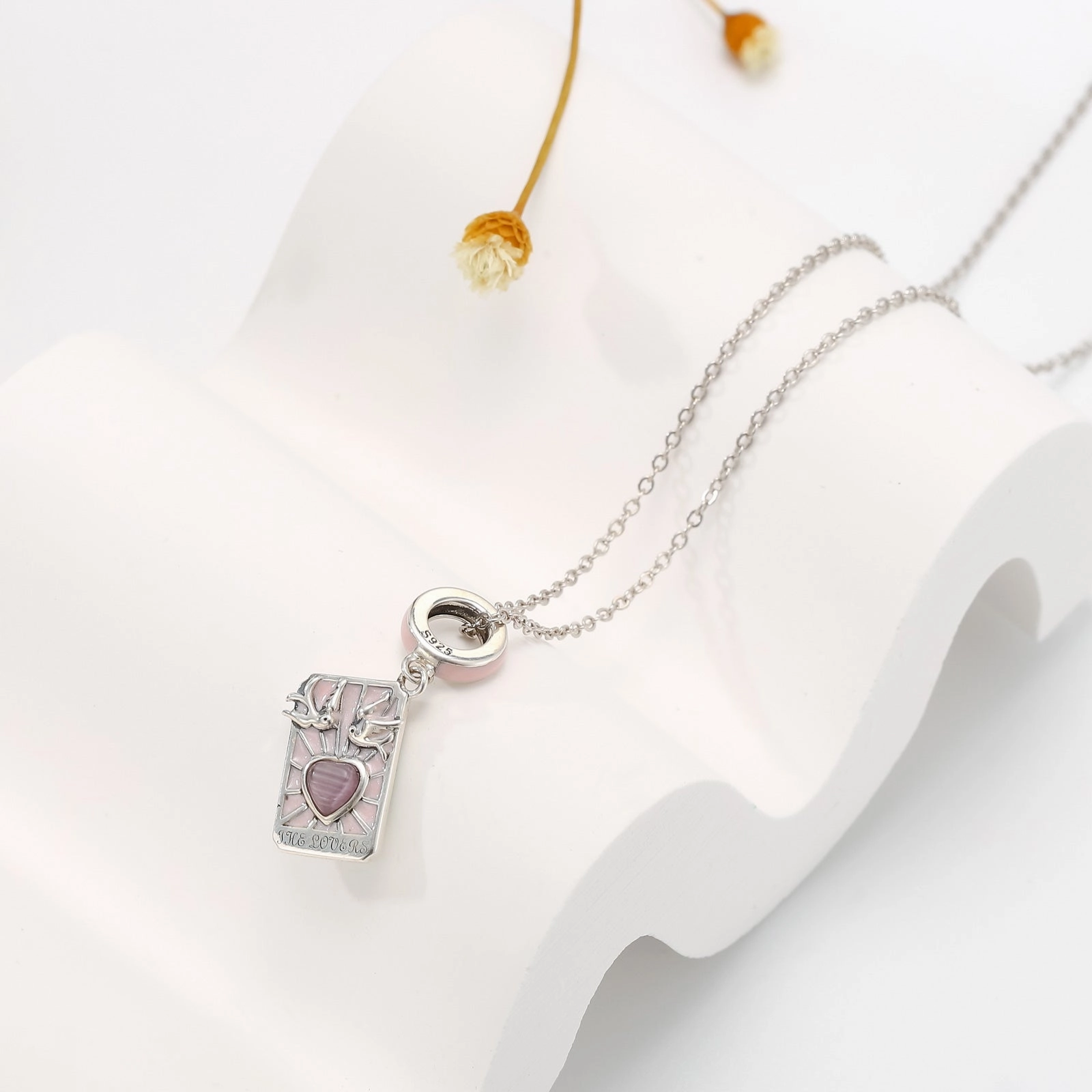 Pink Tarot Necklace Textured Detail