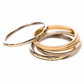 Hypoallergenic Craft Custom Keepsake Pinky/Midi Stackers - 22k/18ky Gold, 14kpw Gold   Oxidized Silver