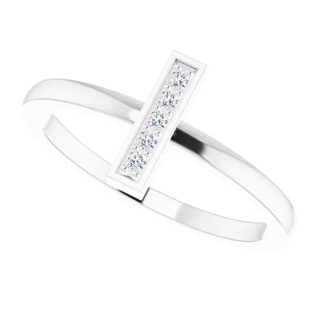 Platinum .05 CTW Diamond Bar Ring Luxury Work Cool Edge