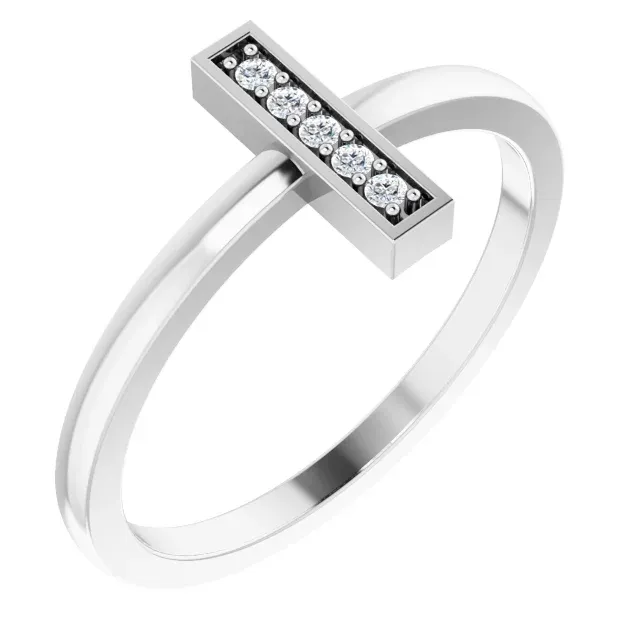 Platinum .05 CTW Diamond Bar Ring Artistic Decoration