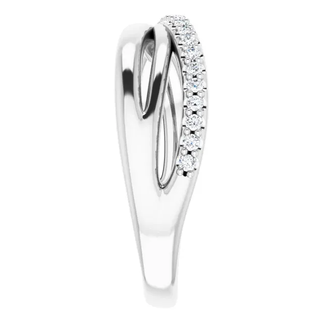 Platinum 1/5 CTW Diamond Criss Cross Diamond Ring Artistic Style
