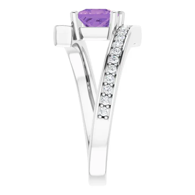 Gift Ready Trend Piece Platinum Amethyst & 1/4 CTW Diamond Ring