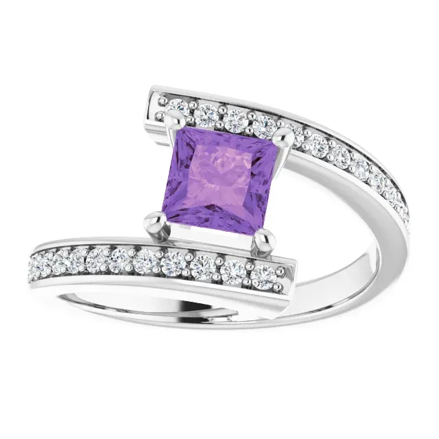 Platinum Amethyst & 1/4 CTW Diamond Ring Nature Inspired
