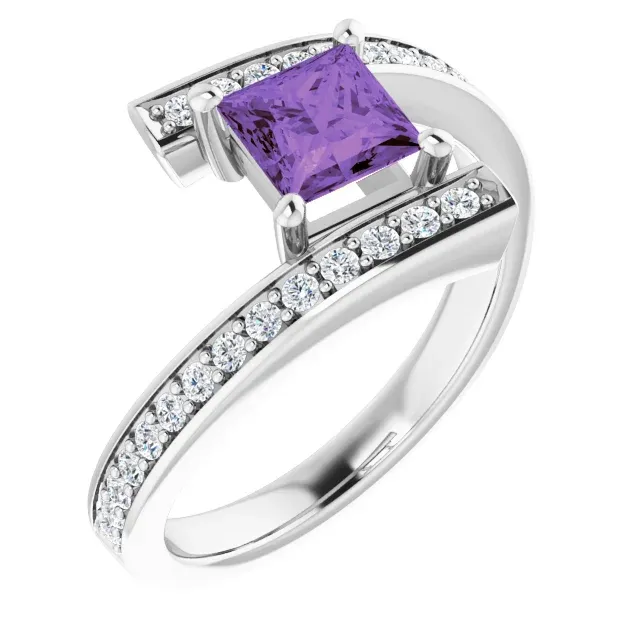 Pastel Shade Platinum Amethyst & 1/4 CTW Diamond Ring