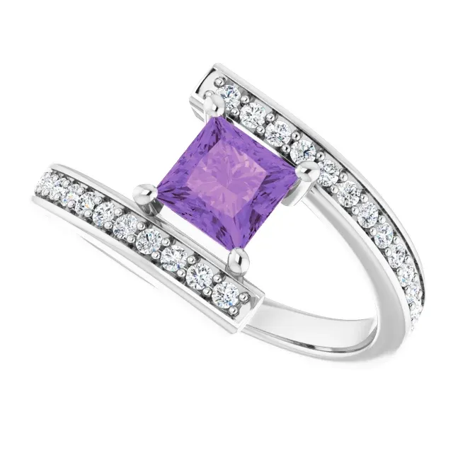 Bold Symbol Platinum Amethyst & 1/4 CTW Diamond Ring
