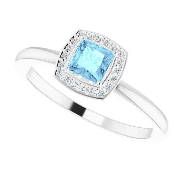 Polished Form Personal Craft Platinum Aquamarine & .05 CTW Diamond Ring