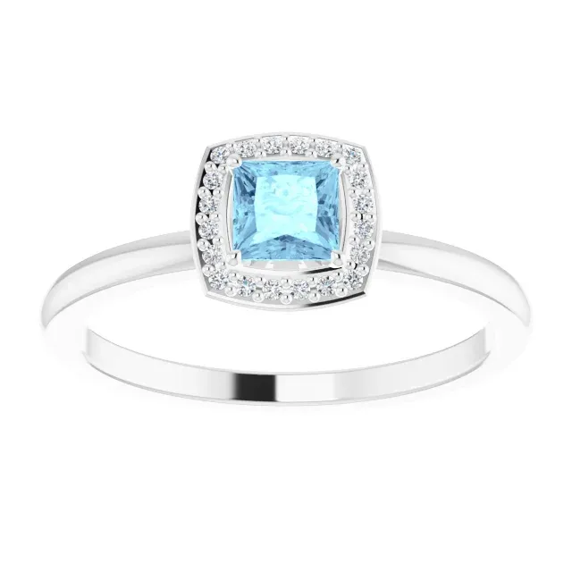Fresh Style Platinum Aquamarine & .05 CTW Diamond Ring