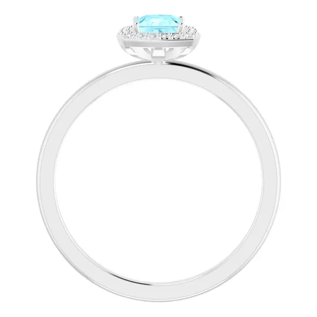 Platinum Aquamarine & .05 CTW Diamond Ring Digital Component Statement Jewelry