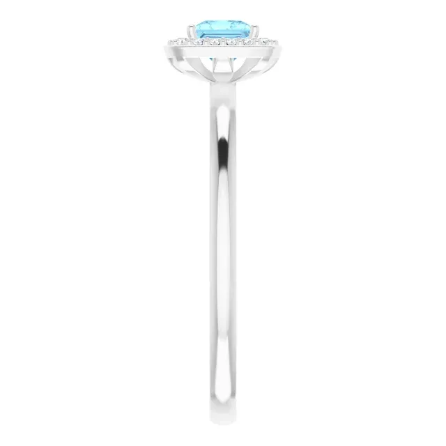 Platinum Aquamarine & .05 CTW Diamond Ring Fantastic Statement Fantastic Symbol