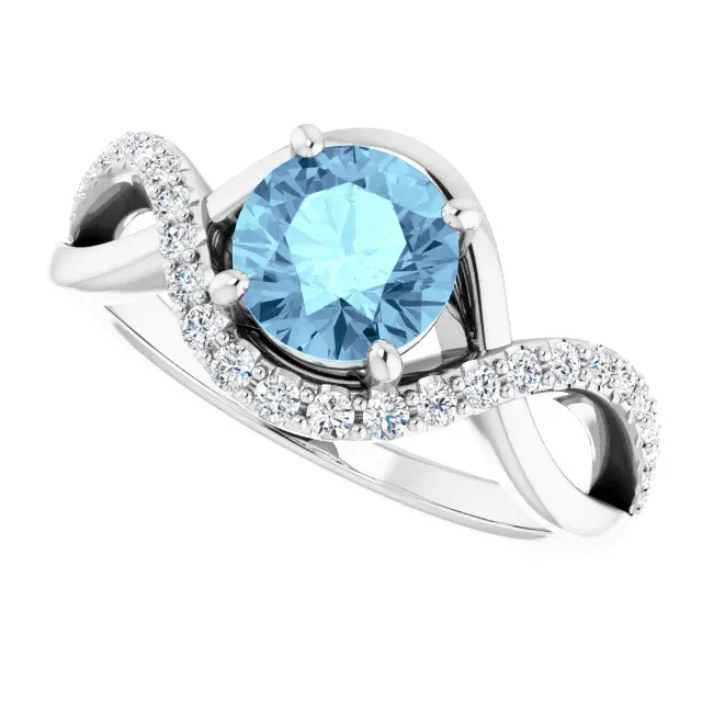 Platinum Aquamarine & 1/5 CTW Diamond Ring Style Statement