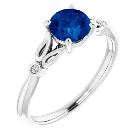 All Day Look Platinum Lab-Grown Blue Sapphire & .02 CTW Diamond Ring