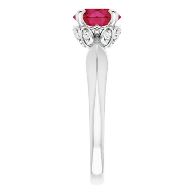 Event Jewelry Platinum Lab-Grown Ruby & 1/10 CTW Diamond Ring