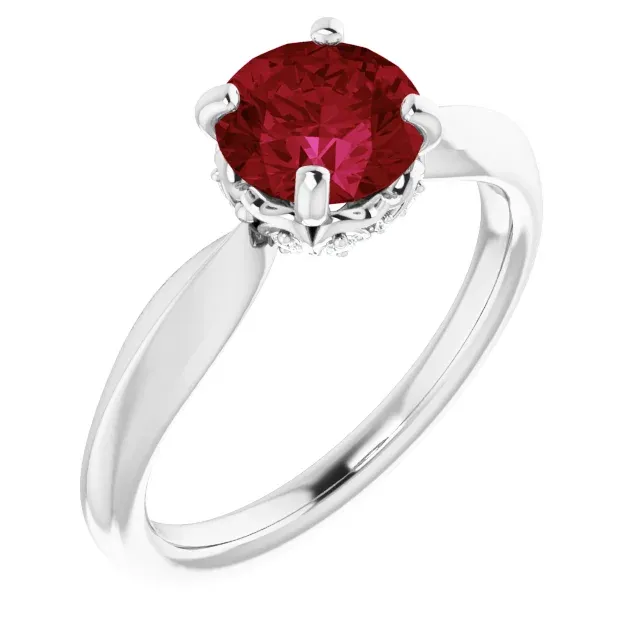 Durable product Fine Accessory Platinum Lab-Grown Ruby & 1/10 CTW Diamond Ring