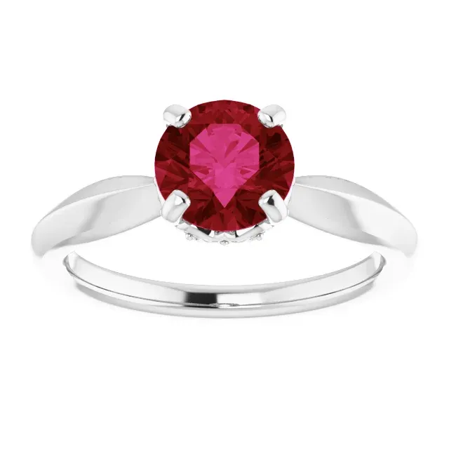 Platinum Lab-Grown Ruby & 1/10 CTW Diamond Ring Graceful Harmony