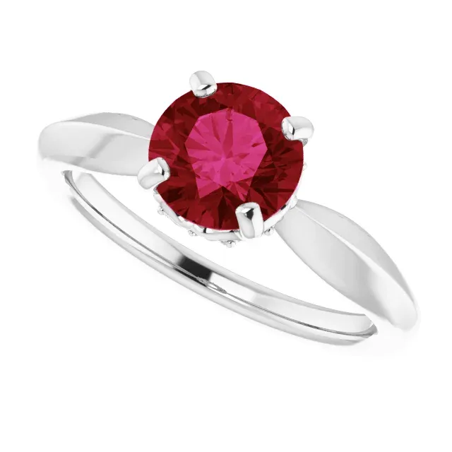 Platinum Lab-Grown Ruby & 1/10 CTW Diamond Ring Exquisite Article