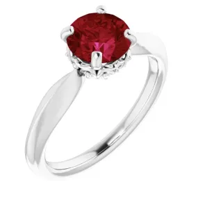 Durable product Fine Accessory Platinum Lab-Grown Ruby & 1/10 CTW Diamond Ring