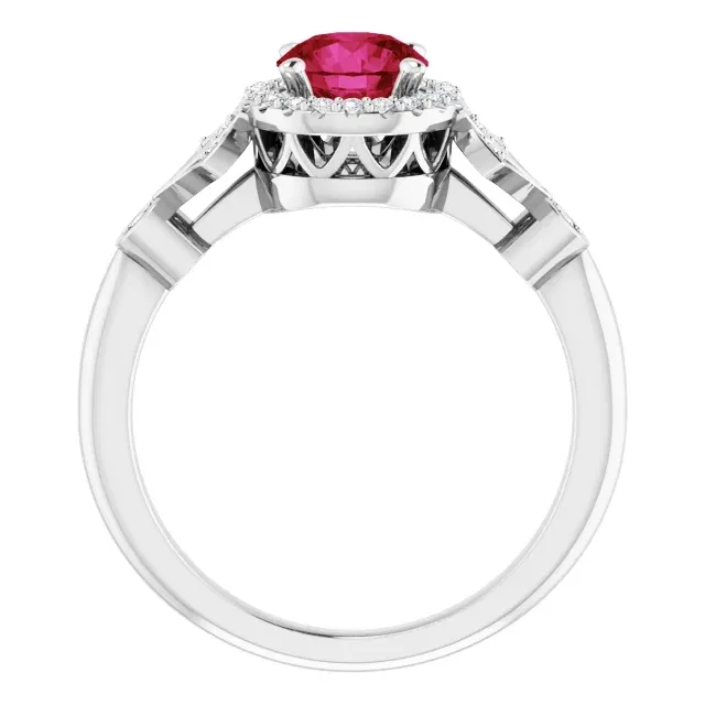Platinum Lab-Grown Ruby & 1/6 CTW Diamond Ring Eternal Statement