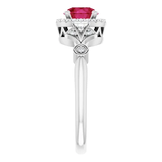 Platinum Lab-Grown Ruby & 1/6 CTW Diamond Ring Sturdy Product