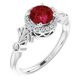 Platinum Lab-Grown Ruby & 1/6 CTW Diamond Ring Daily Fashion