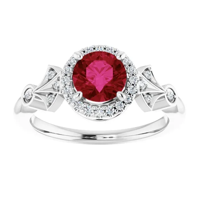 Platinum Lab-Grown Ruby & 1/6 CTW Diamond Ring Balanced Flow