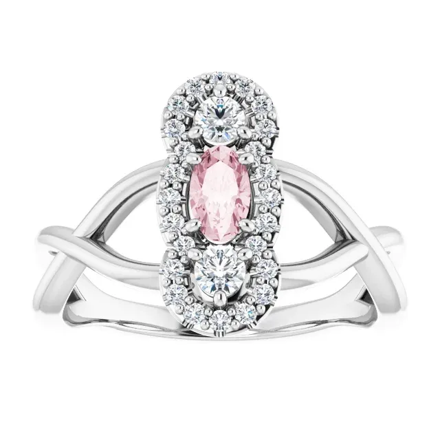 Romantic Item Platinum Morganite & 1/4 CTW Diamond Ring