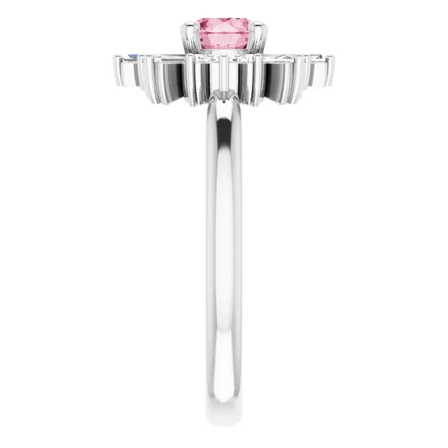 Custom Sizable Platinum Pink Tourmaline & 3/8 CTW Ring