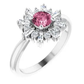 Platinum Pink Tourmaline & 3/8 CTW Ring Luxury Look