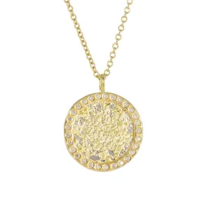 Luxe style Opulent Look Petite Sol Burst Necklace on 14k Gold Chain - 22k/18k/14k Gold, Oxidized Silver   VS White Diamonds