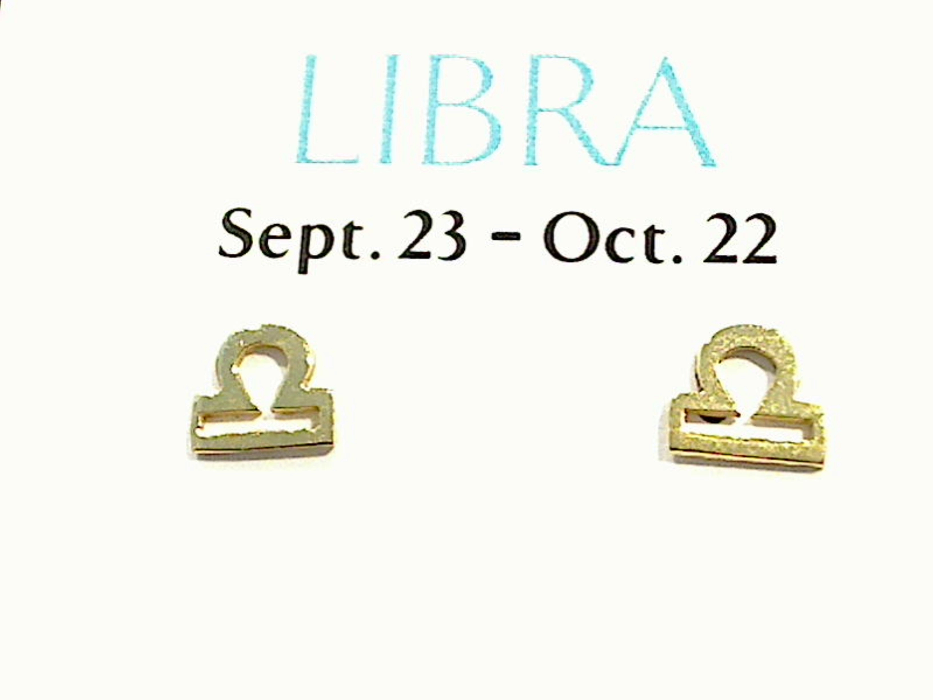 Gold Plated Sterling Libra Zodiac Earrings Petite Accent