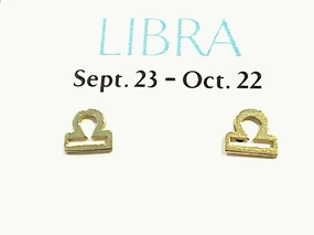 Gold Plated Sterling Libra Zodiac Earrings Petite Accent