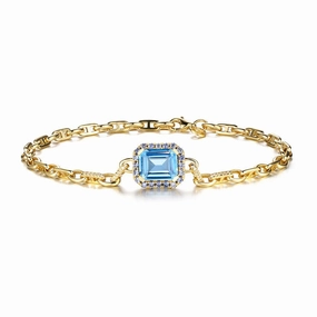 "Aqua Earth Conservation Champion" Aquamarine and Sapphire Bracelet Trendy Edge