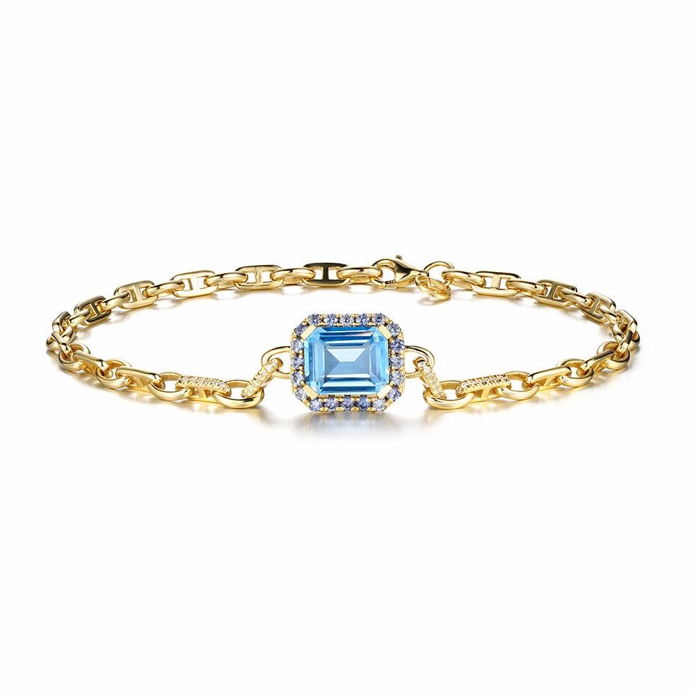 "Aqua Earth Conservation Champion" Aquamarine and Sapphire Bracelet Trendy Edge