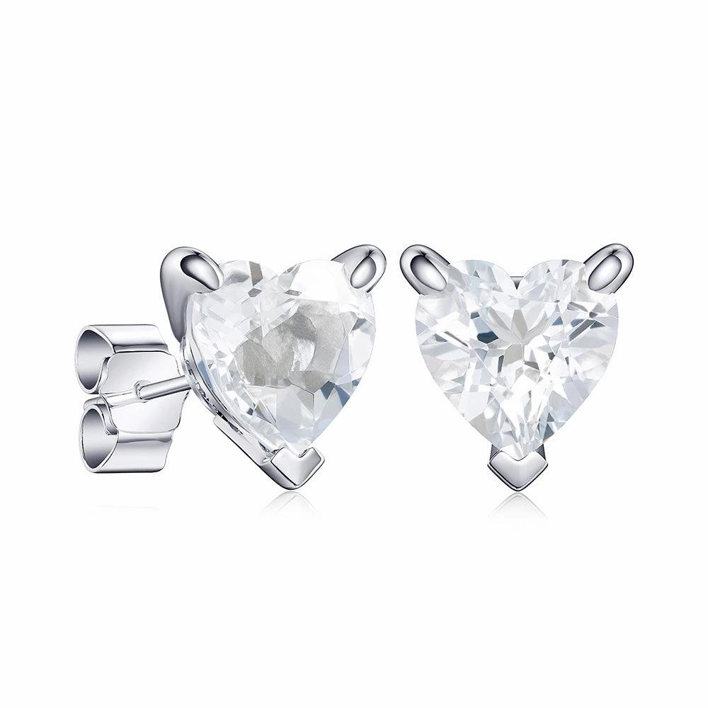 1 CT. Heart Shaped Birthstone Gemstone Stud Earrings Polished Element Minimal Edge