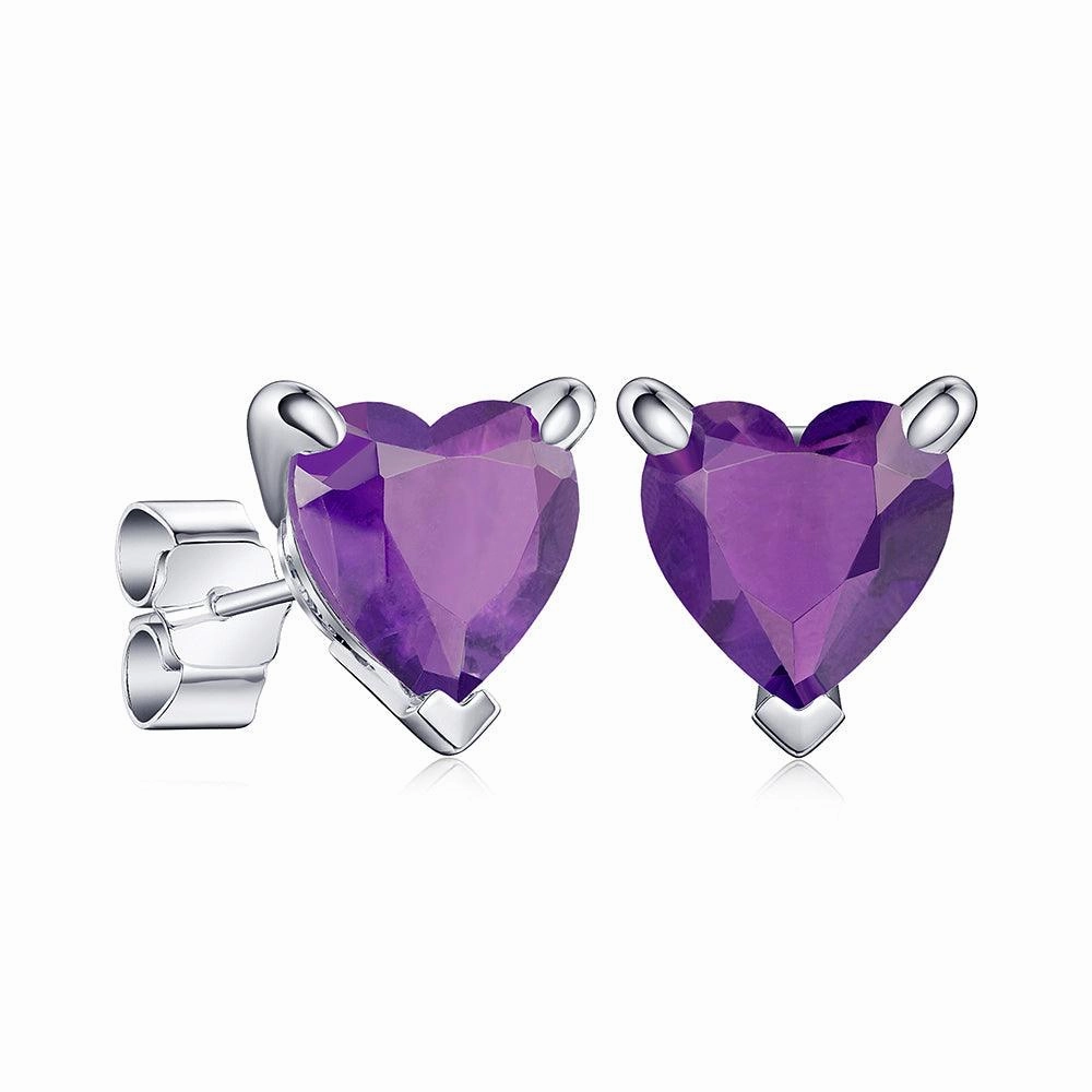 Glowing Accent 1 CT. Heart Shaped Birthstone Gemstone Stud Earrings