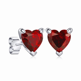 1 CT. Heart Shaped Birthstone Gemstone Stud Earrings Shining Feature Lush Touch