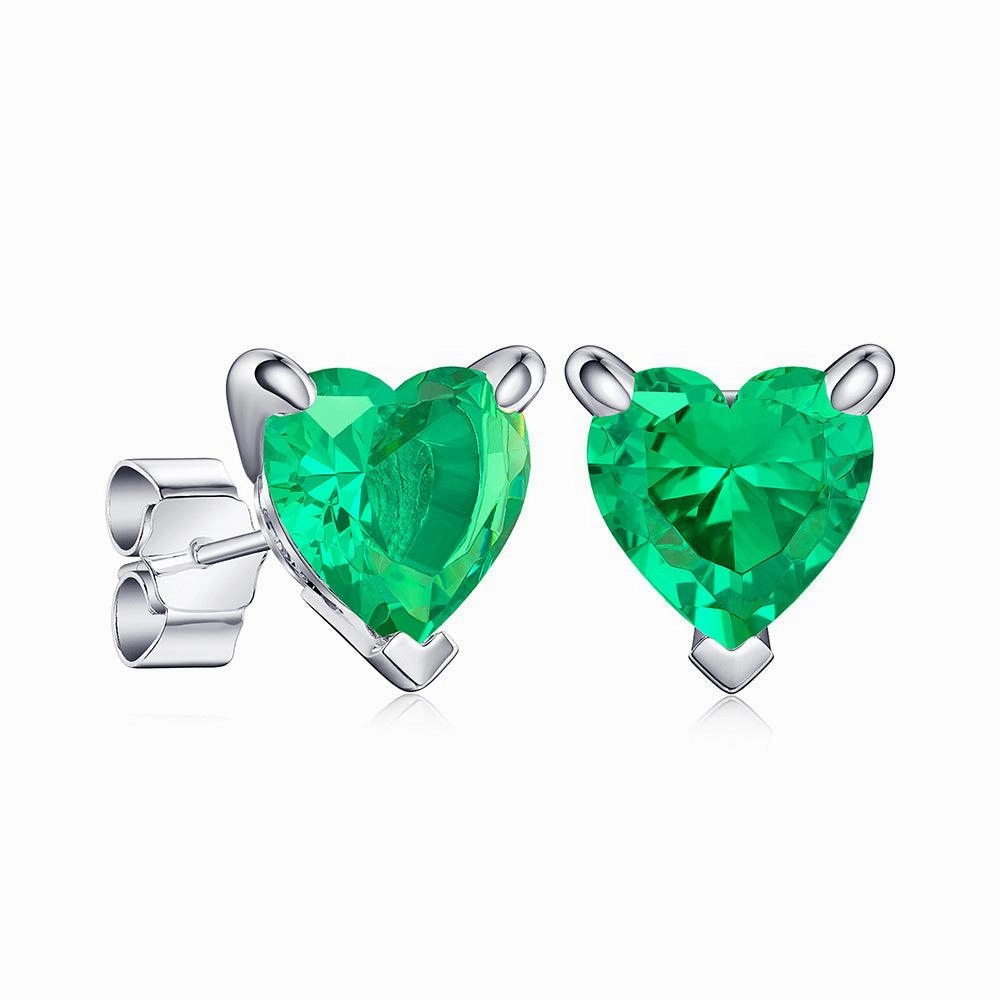 1 CT. Heart Shaped Birthstone Gemstone Stud Earrings Ornate Design