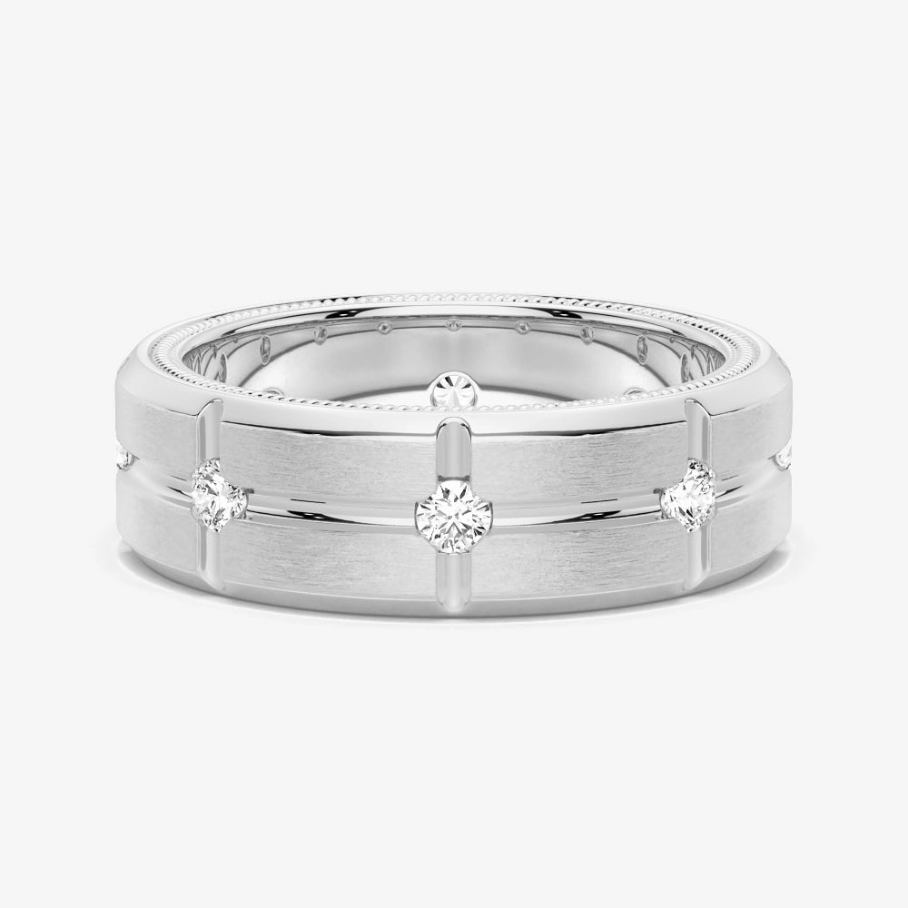 7.5mm Two Tone Matte Finish Moissanite Men's Band Youth Set Timeless Treasures